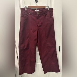 NWT LOFT Five Pocket Seamed Wide Leg Pants Burgundy Size 10